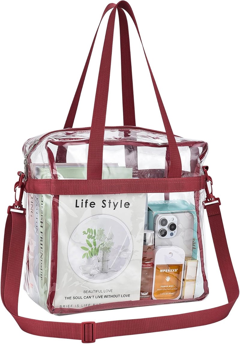 USPECLARE Clear Tote Bag for Stadium Events, 12x6x12 Transparent Stadium Bag for Work, Sports Games,Gym，Concerts - Image 1